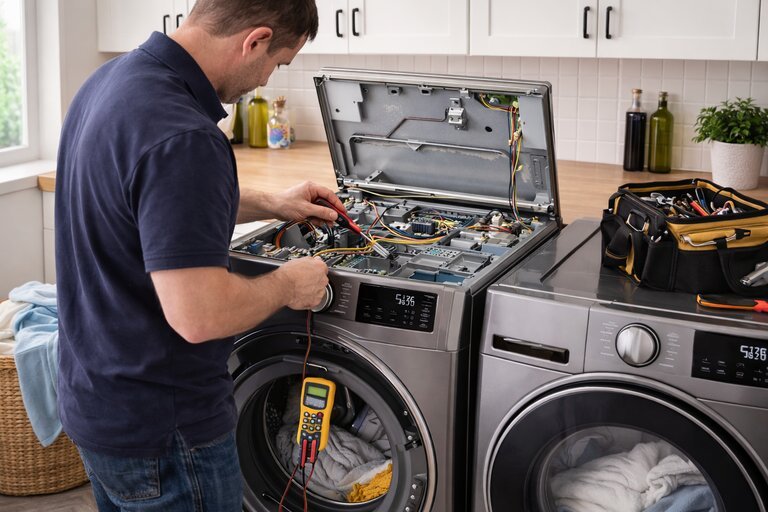 Washer and dryer repair service by appliance technician
