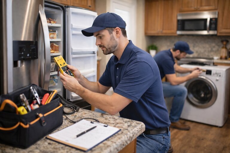 Professional appliance repair technician working in Salem OR