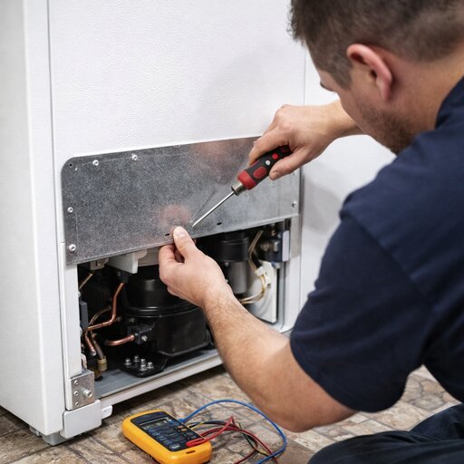 Refrigerator and freezer repair service by appliance technician