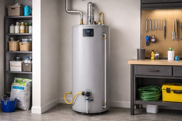 Water heater repair technician inspecting unit in Salem OR