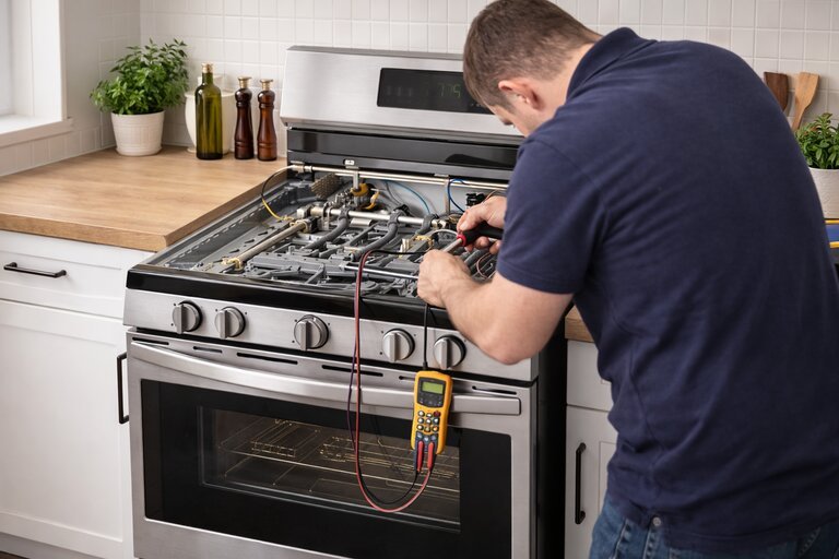 Stove and range service by appliance technician