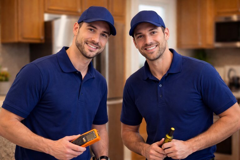 Appliance repair technician diagnosing household appliance